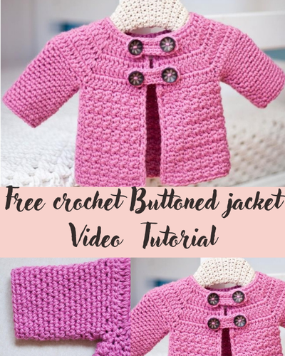 free crochet Buttoned jacket