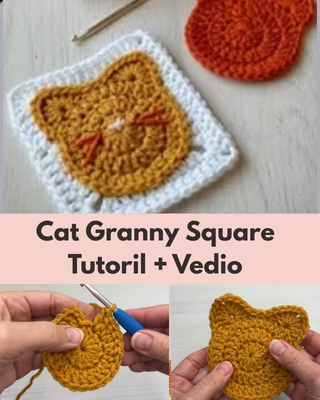 Crochet Cat Granny Square