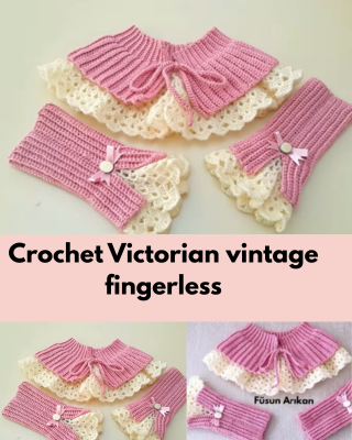 Crochet Victorian  vintage fingerless gloves