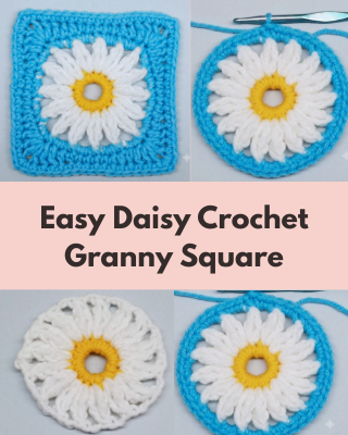 Easy daisy granny square crochet pattern