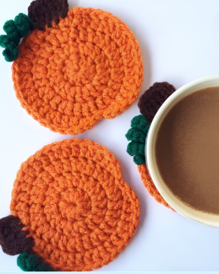 Crochet Mini Pumpkin Coaster