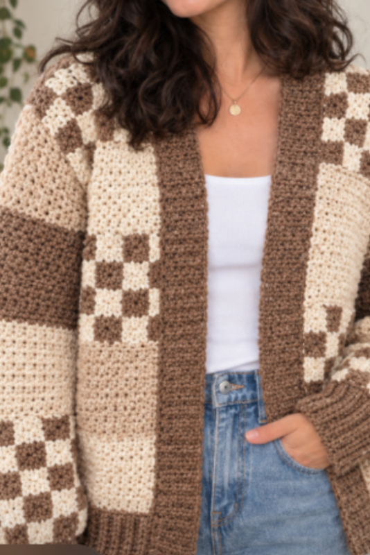 Beige Patchwork Cardigan