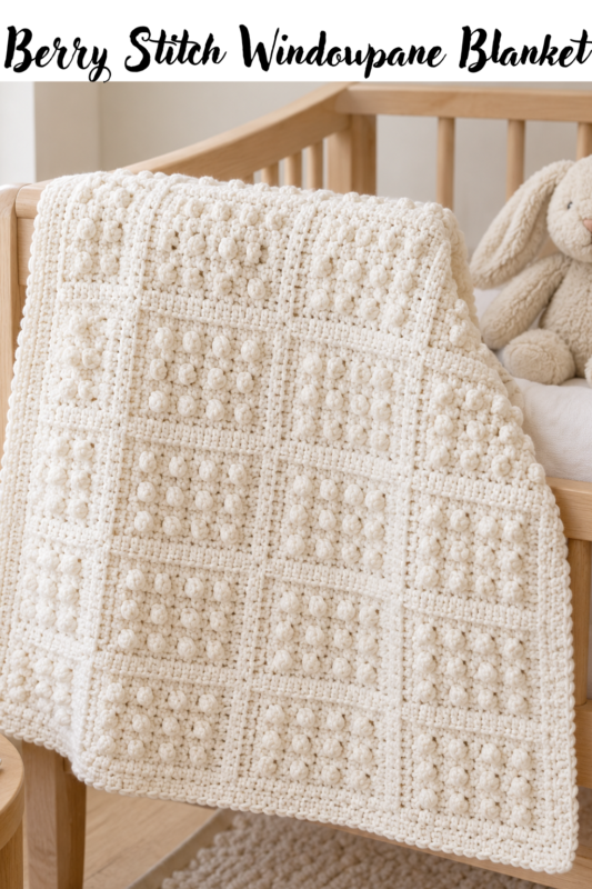 Berry Stitch Windowpane Blanket